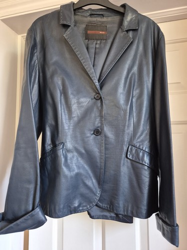 Bally navy leather jacket - leather,