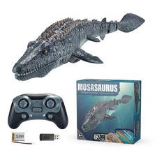 (Black) 2.4G RC Mosasaurus Dinosaur Toy Water Swimming Remote Control Dino Gift