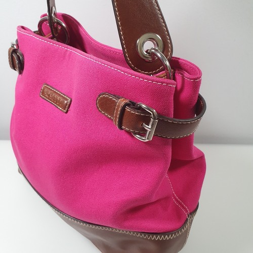 Pink canvas bag - pink, leather