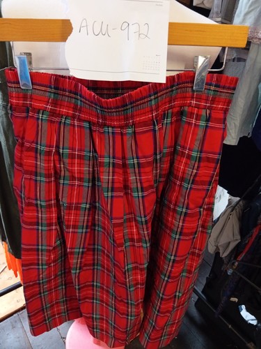 Pleated red tartan plaid midi