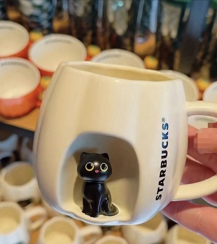 Starbucks peep black cat - starbucks,
