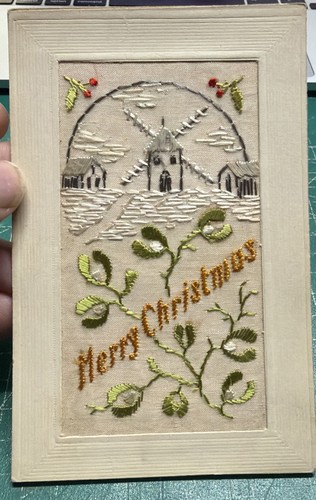 Ww1 silk postcard merry - postcard,
