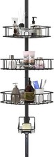 OLLIDOT EFFECTIVELY SAVING SPACE TELESCOPIC SHOWER CADDY CORNER WITH 4 TIER