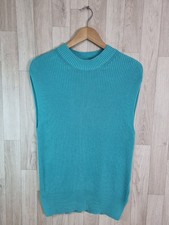 Peter Hahn Ladies Turqupise Knitted Sleeveless Jumper Tank Top Size 10 Cotton   