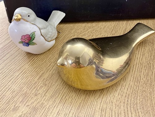Ceramic birds grey white - grey, &