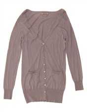 ZARA Womens Longline Cardigan Sweater UK 14 Large Purple Silk DO53