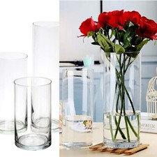 Set of 2 Clear Glass Cylinder