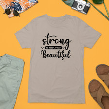 Strong is The New Beautiful T-shirt Gym Fitness Exercise Workout Yoga Gifts