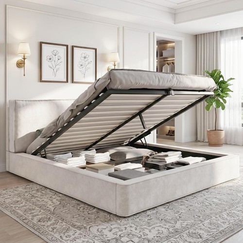 Double ottoman storage bed - ottoman,