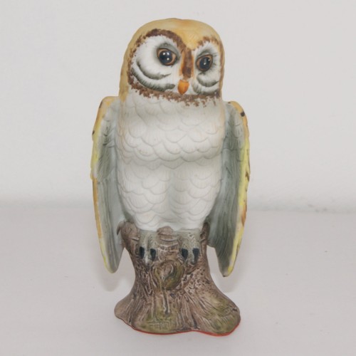 Vintage porcelain owl sitting - porcelain,