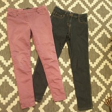 TU DARK DENIM SKINNY JEGGINGS SIZE 12 & NEXT LIGHT PURPLE LEGGINGS SIZE 12R