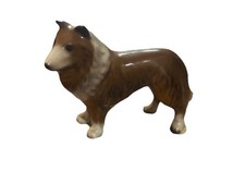 Miniature Porcelain Collie Dog Figurine Japan 1.75"T x 2"L x .75"W