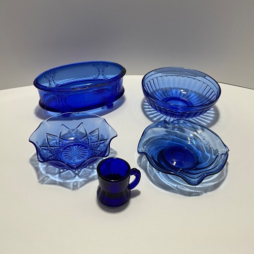 Cobalt blue depression - cobalt, glass