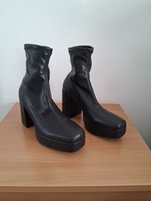 New Black Platform  Ankle  Sock Boots By Primark  Size Uk 8=Eu 41 .