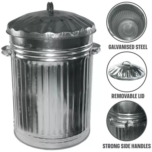 Galvanised metal bin waste - galvanised,