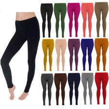 Womens Legging Ladies Plain Stretchy Viscose Full Length Leggings Plus Size 8-26