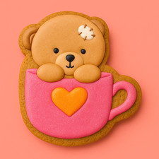 8cm Teddy Bear Heart Cup