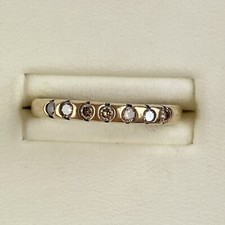 9ct Yellow Gold Brown Diamond Half Eternity QVC Ring Size L 1.7g