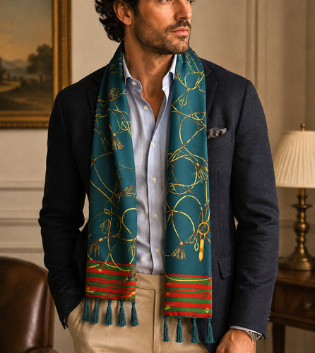 Monzoro 100 silk scarf teal - scarf,