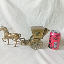 HEAVY VINTAGE 12" LONG SOLID BRASS HORSE & JIB TYPE HACKNEY CARRIAGE