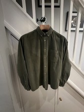ASOS Khaki Green Cotton Corduroy Long Sleeve Shirt. XL￼