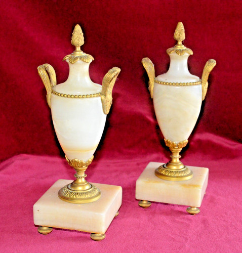 Antique alabaster gilt - alabaster, brass