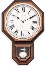 Acctim Yarnton Pendulum Wall Clock Radio Controlled Quartz Dark Wood Effect