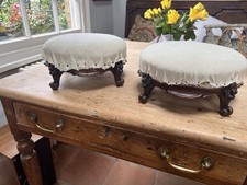 Beautiful Pair Of Victorian mahogany Antique Footstools In Excellent Condition.