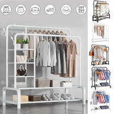 Heavy Duty Metal Double Rail Clothes Garment Hanging Rack Shelf Display Stand UK
