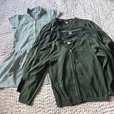 Age 5 Back To School Girl Green 1 Dress + 3 Cardigan TU + BHS