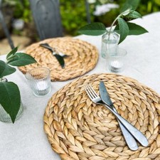 4 x Natural Woven Water Hyacinth Placemat 30cm - Home Decor