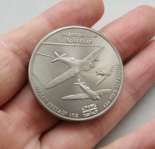 .999 Fine Titanium Round/Coin/Bar, 31.1g Bullion Metal, 1 Troy Oz Spitfire Plane