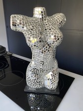 Silver Mirror Mosaic Woman’s Torso Ornament Home Decor