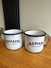 Adnams Southwold Enamel - 2x Metal Cup Camping - Coffee Tea Picnics Suffolk