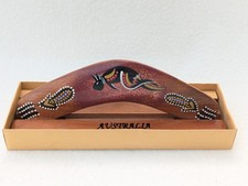 Australian Hand Made Boomerang with Wooden Stand Aboriginal Art Vintage
