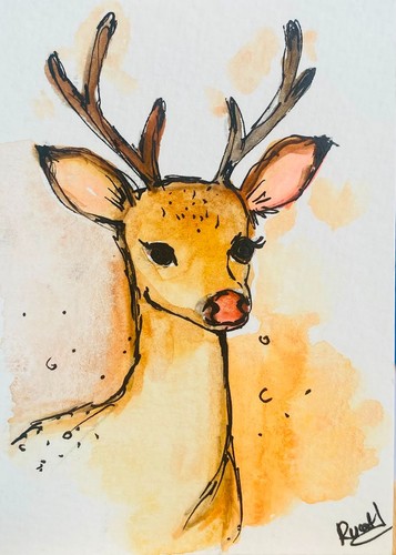 Original aceo deer stag - aceo,