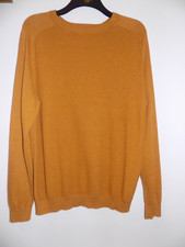 NWOT Men's L jumper, long sleeves, round neck, 100% cotton, mustard