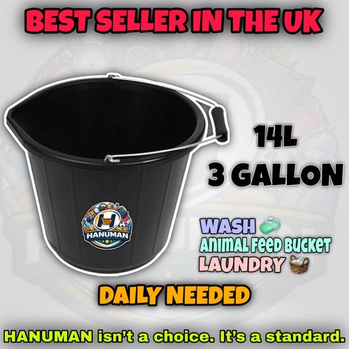 Black plastic bucket 3 - plastic,