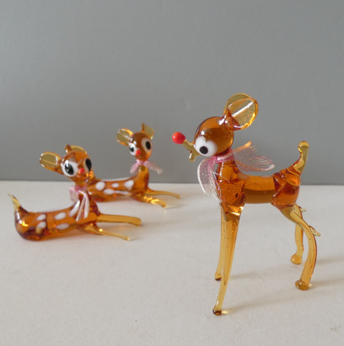 Murano glass deer figurines - murano,