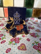 ROYAL CROWN DERBY Scottish Terrier Paperweight Gold Stopper Boxed 2004 Retired