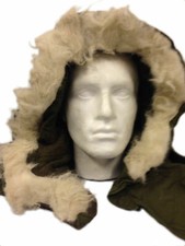 FISHTAIL M65 PARKA Hood Faux fur Genuine USA GI Military Olive Drab OG Mod VTG