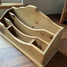 VINTAGE COLLECTABLE DESK TOP WOODEN LETTER RACK WOODEN STATIONERY  STORAGE  BOX