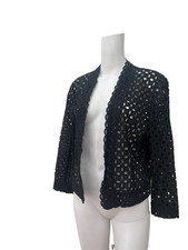 M&S Cotton Jacket Coat Size 18 Vintage NEW Womens Black Crochet EU 46RRP £39.50