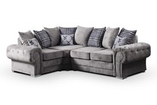 Grey Woven Fabric Corner Sofa