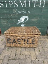 A Large Vintage Wicker Basket Trunk - Good Condition - WW2 Military 31”x24”x12”