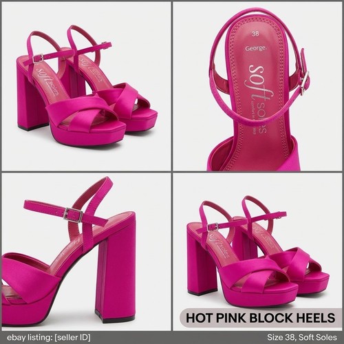 Pink block heels - block, women