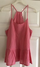 JACK WILLS Pretty Ladies Coral Pink Strappy Vest Size 10 - Embroidered - Cotton