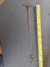Vintage VictorianNickel Silver Pocket Watch Albert Chain Copper T Bar Brass Clip