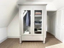 French Antique glazed armoire wardrobe painted in Farrow and Ball