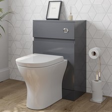 Affine Grey Gloss Back to Wall Toilet Unit & D Shape Toilet - 500 x 320mm